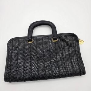 Vintage Morris Moskowitz Black Handbag Weave with Gold Hardware 50s 60s